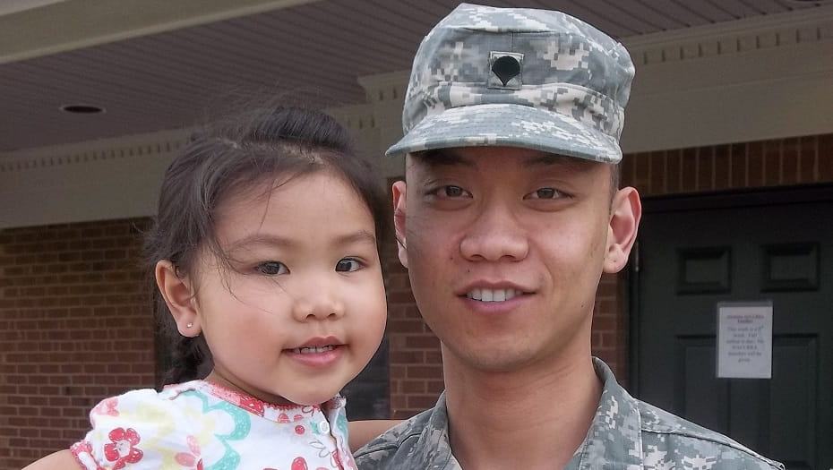 Military dad and daughter