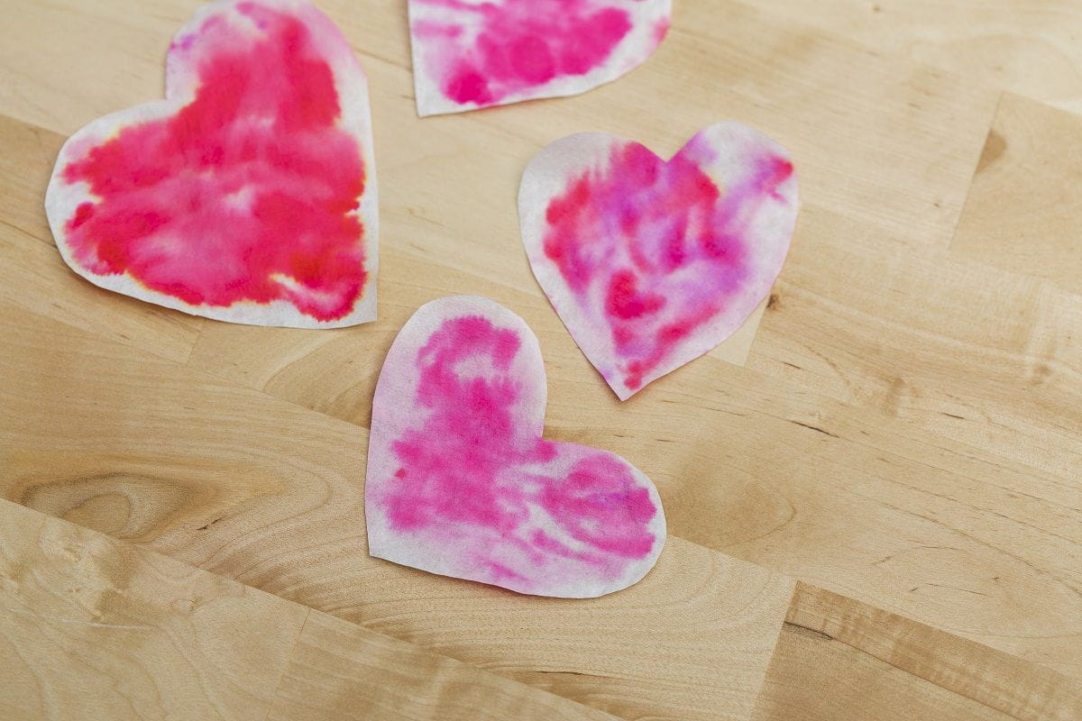 water smudged hearts closeup