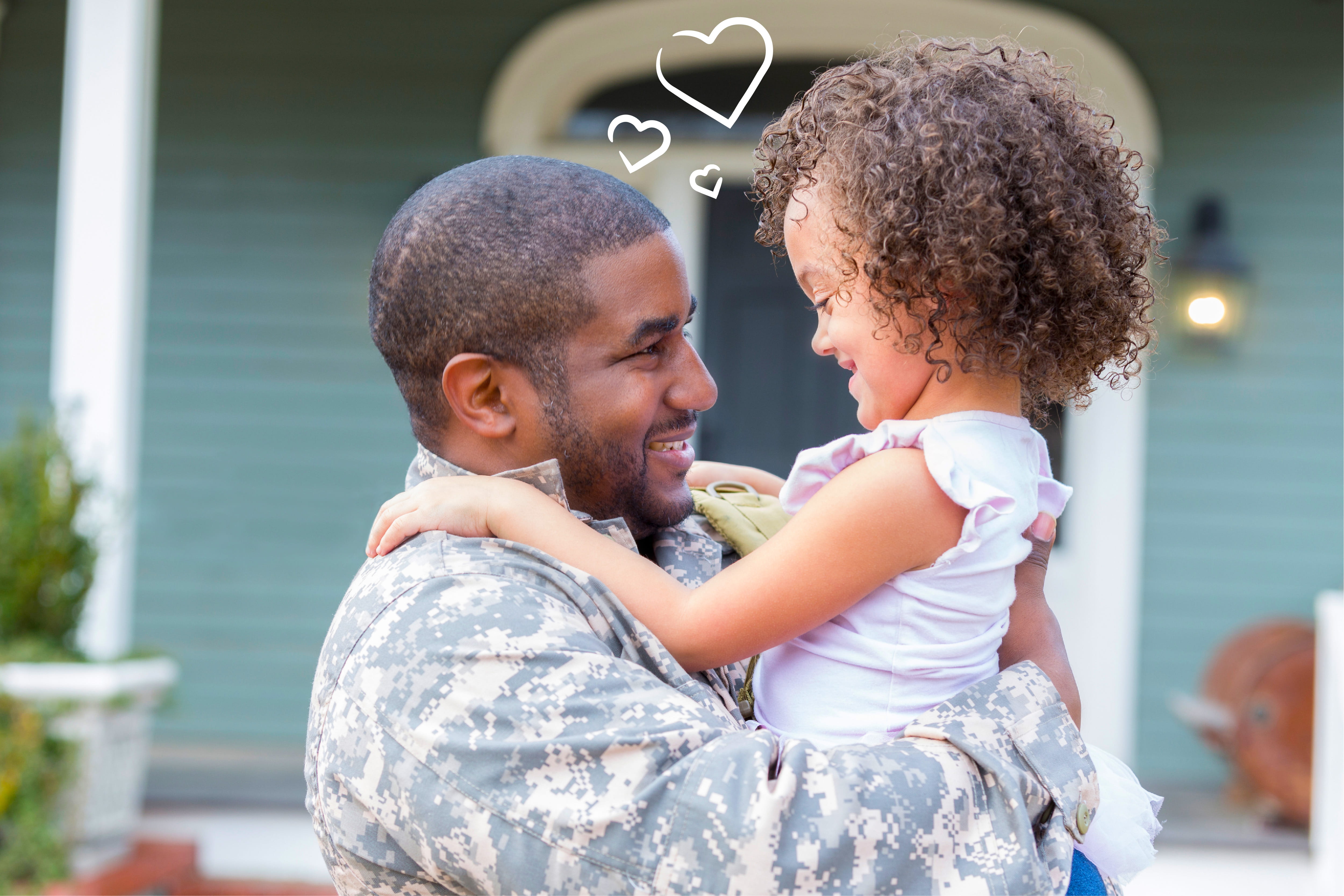 Military dad hug daughter