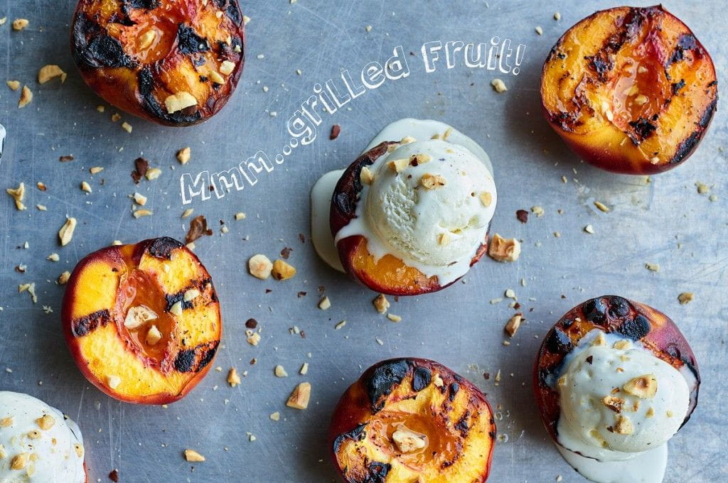 grilled peaches with text