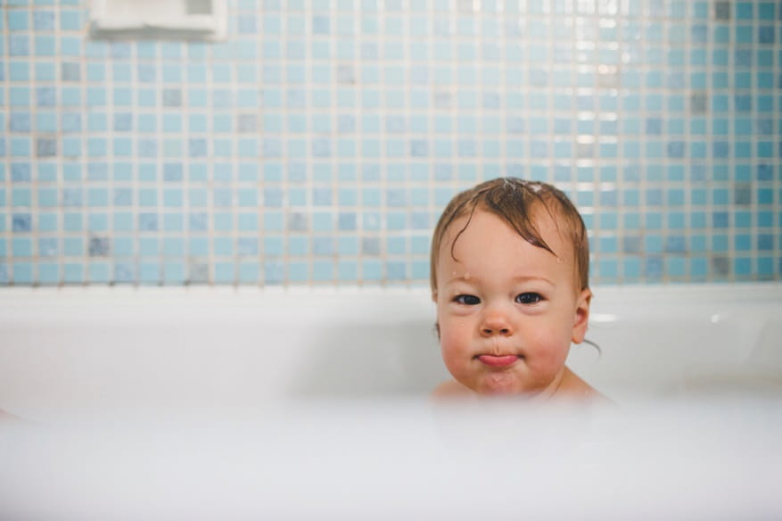 toddlers in bath