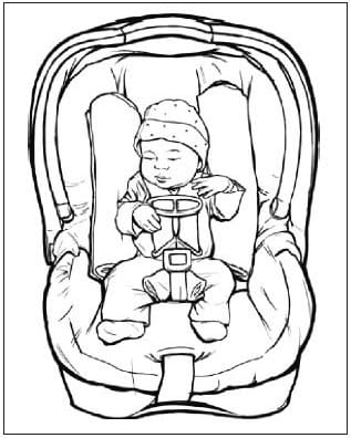 Illustration of baby in car seat