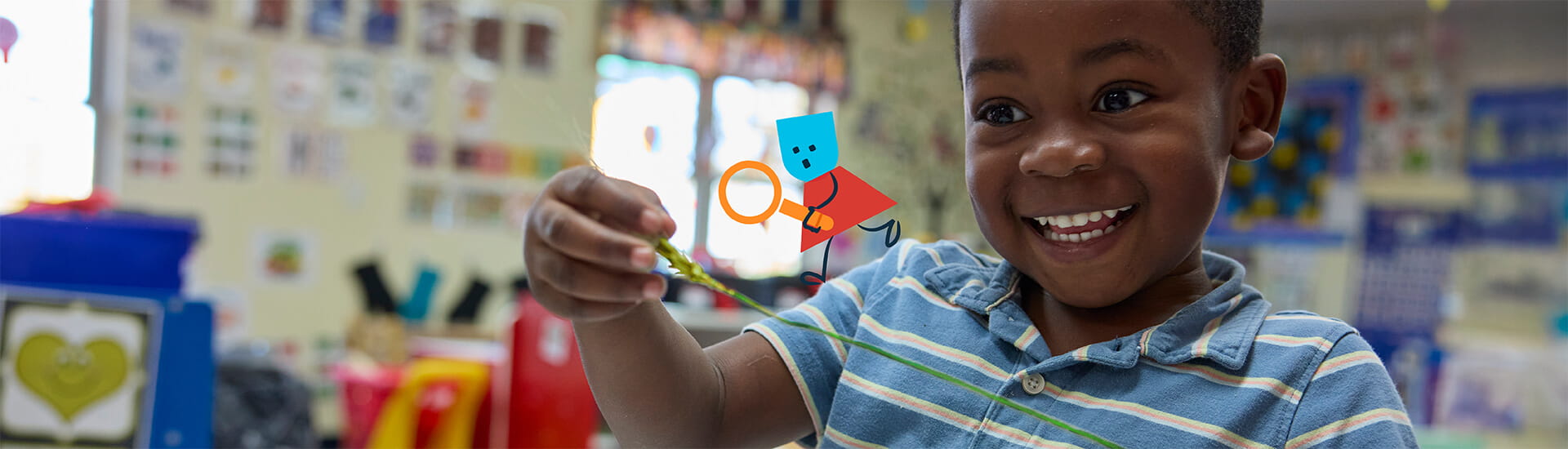 boy playing in classroom