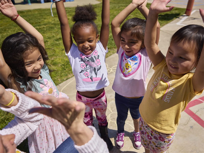 students playing outside