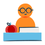 teacher at desk illustration