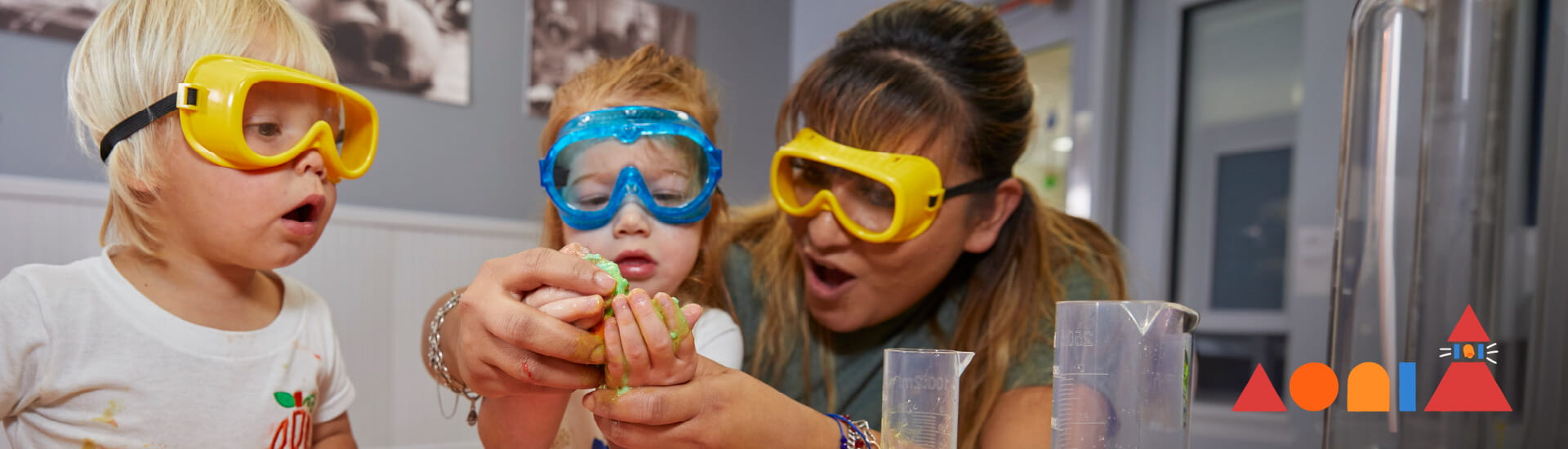 teacher with kids doing science