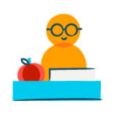 teacher at desk illustration