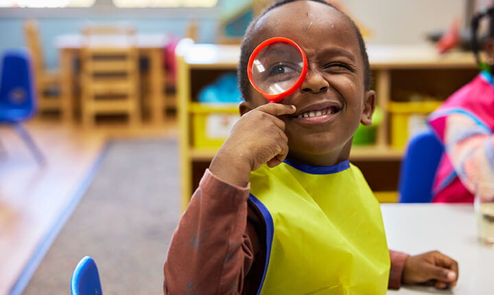 Preschool kid playing