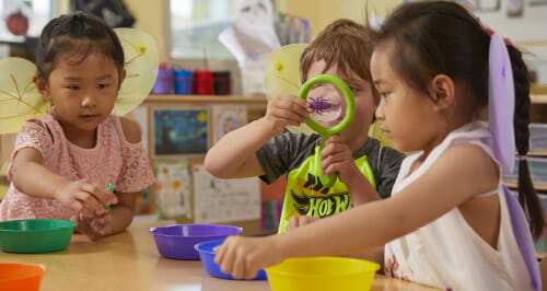 kids playing in classroom